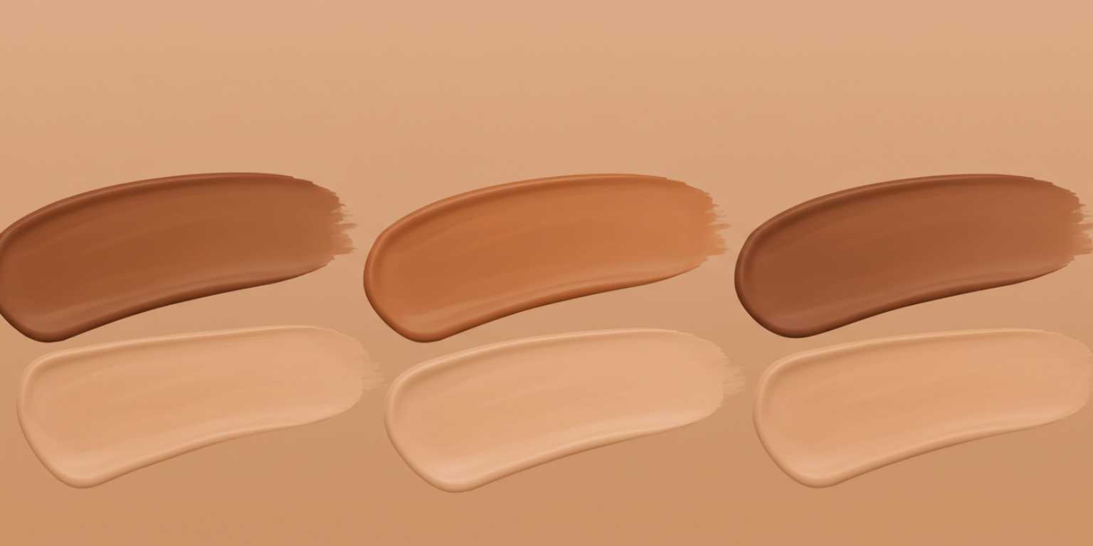 Animated row of foundation swatches with consistent skin tone