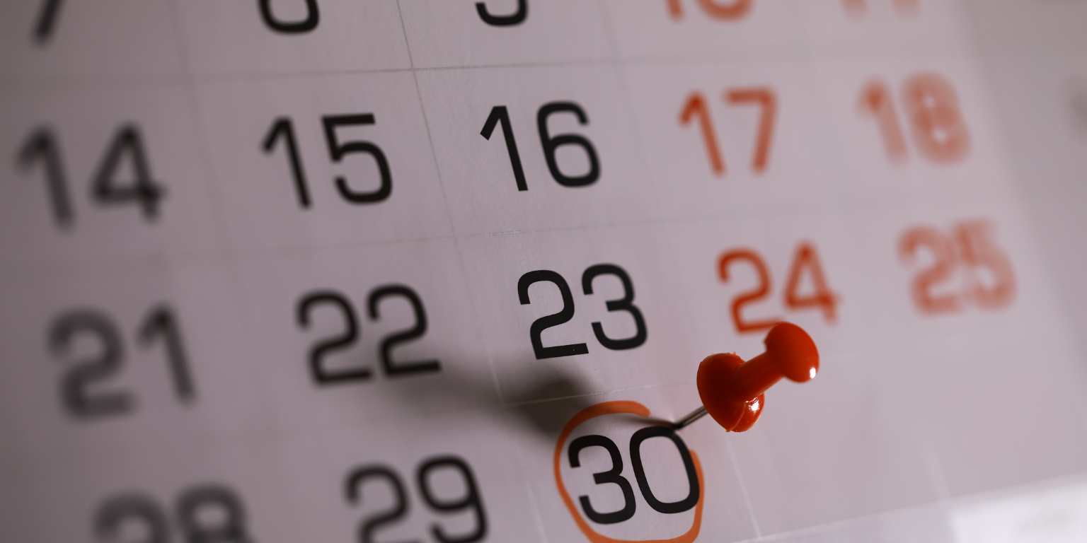 Calendar mockup showing 30 scheduled posts created from 10 source images