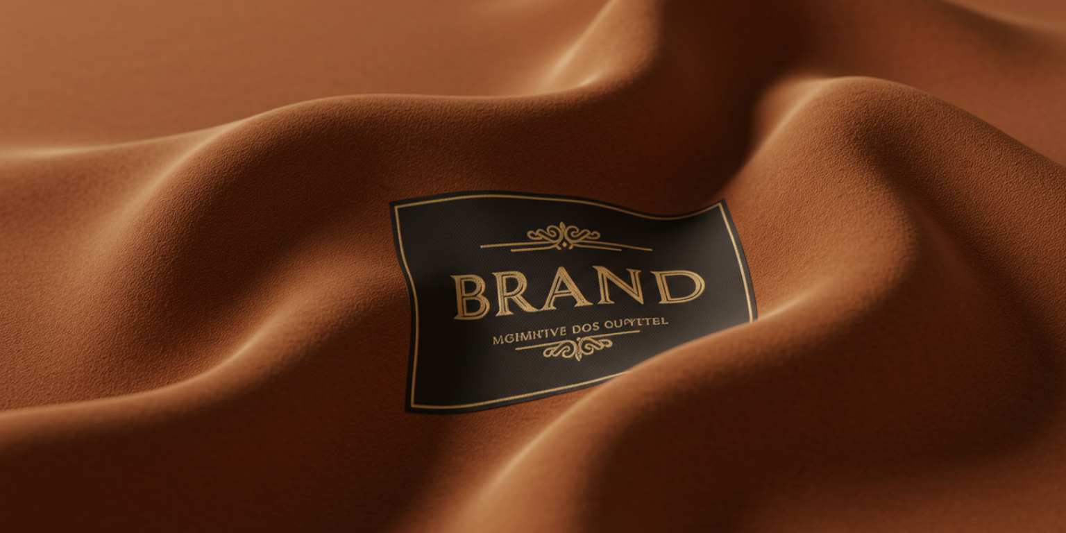 Close-up fabric animation transitioning to a brand label