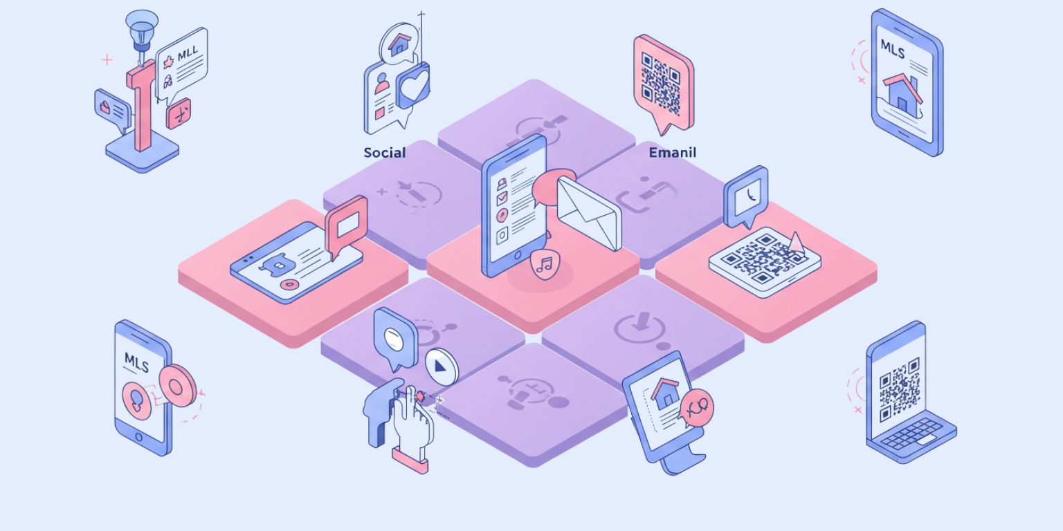 Grid of MLS social email and QR use cases with small motion badges