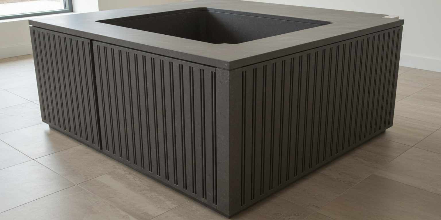 Interior pan with straight verticals and a wide reveal