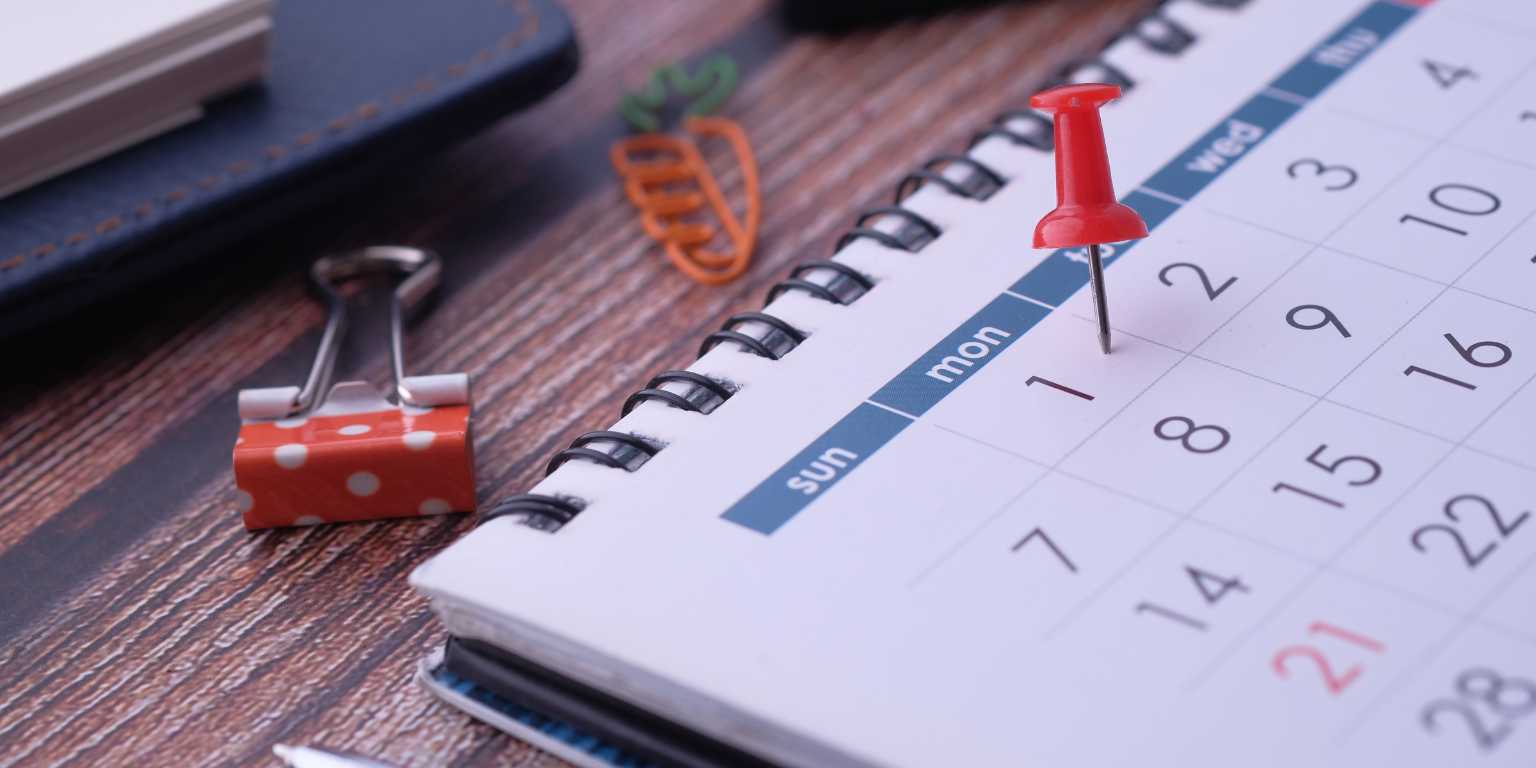 Monthly calendar distributed across days