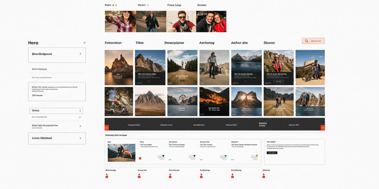Recap blog wireframe with a hero loop and a photo gallery below