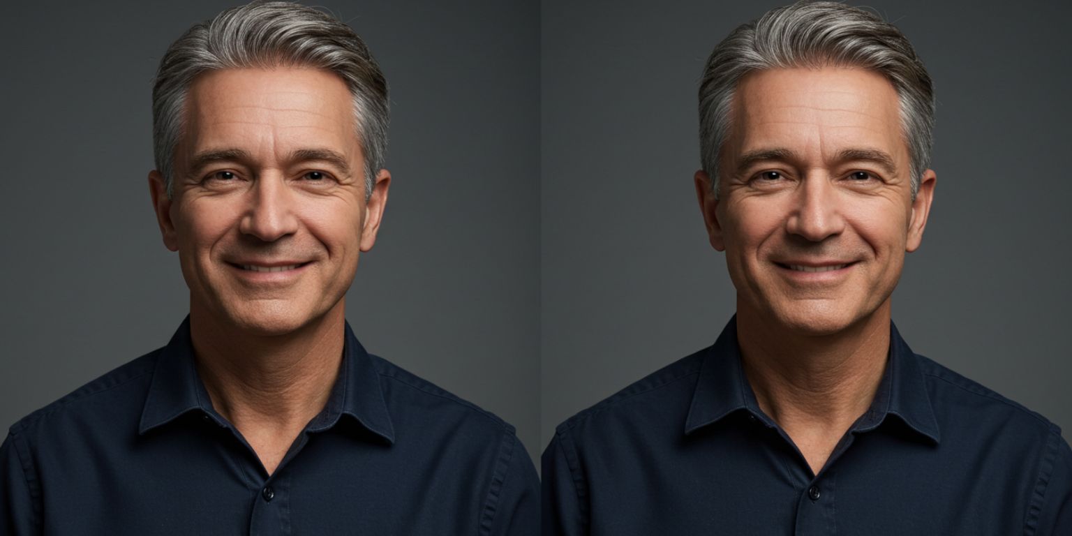 Side-by-side showing a still portrait on the left and a subtle push-in animated version on the right