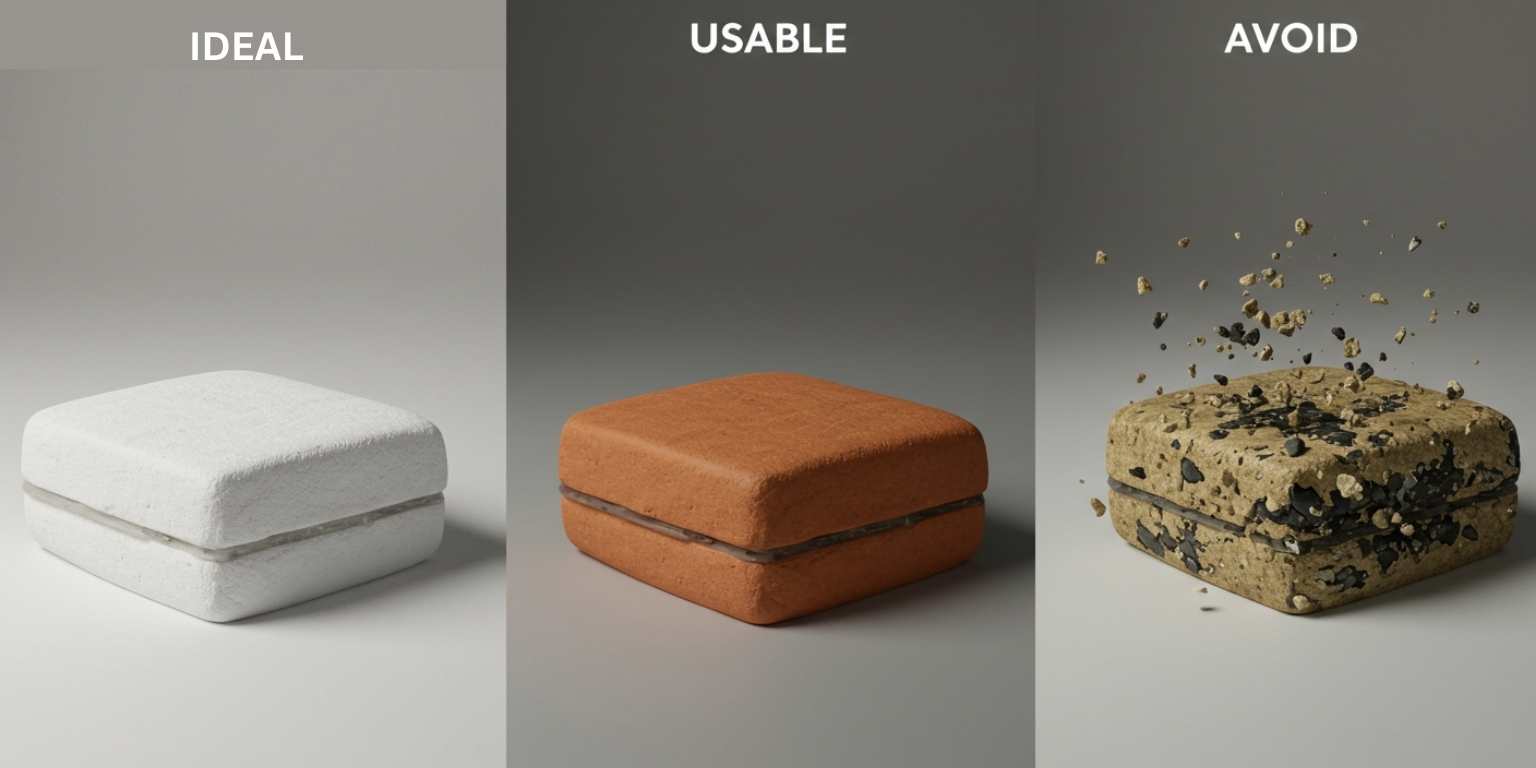 Three example photos labeled ideal usable and avoid highlighting subject separation and clarity