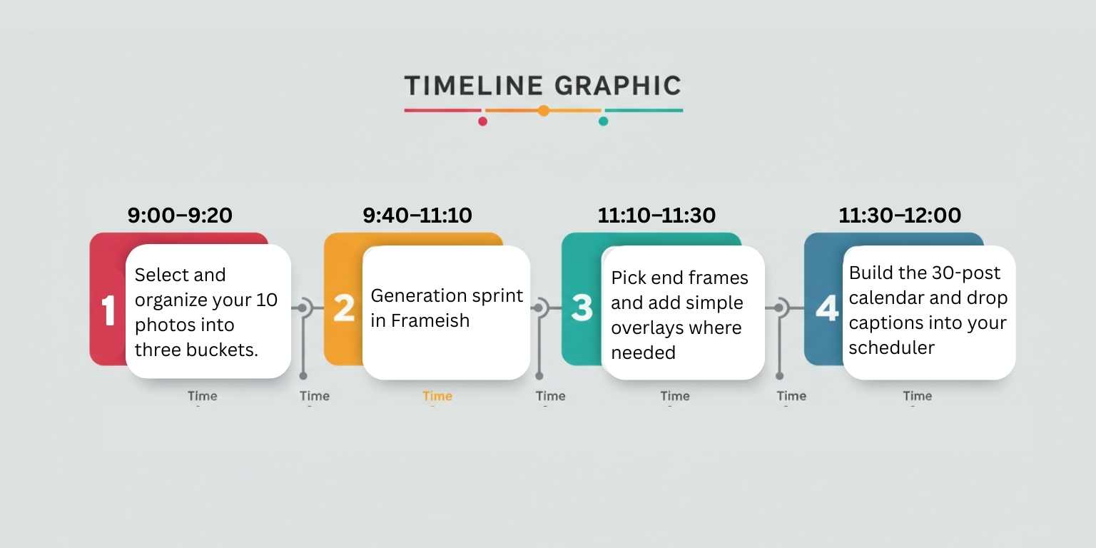Timeline graphic showing the four blocks of work with duration